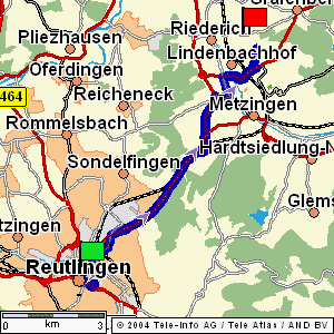 Anfahrtsskizze nach Metzingen